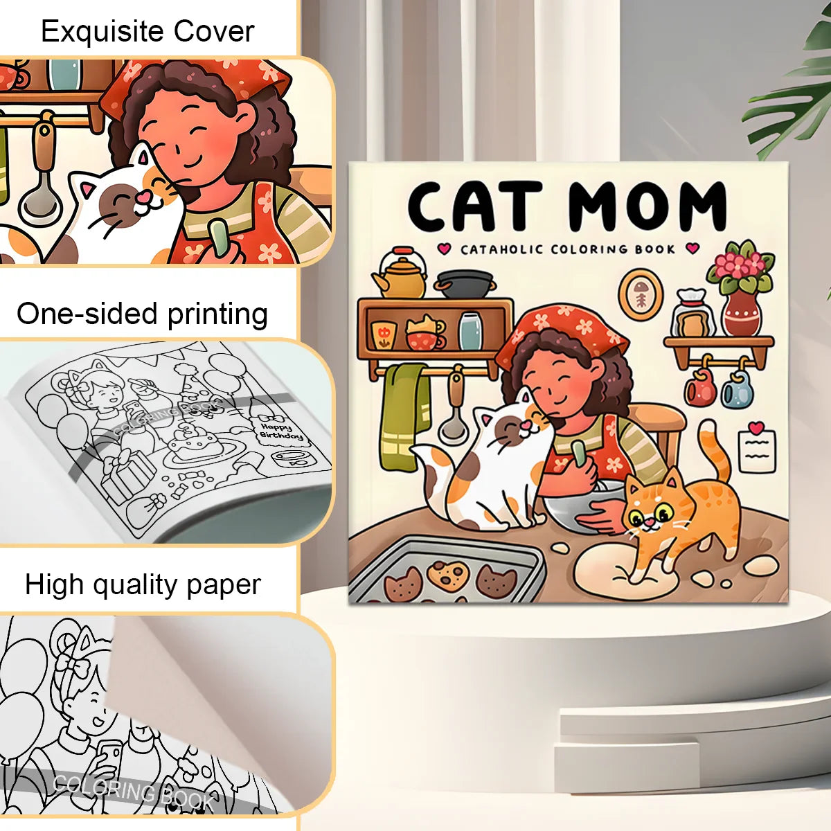 Coloring Book 24-Page Cat Family Life Scenes Relaxation Easter Gift Idea For Stress Relief