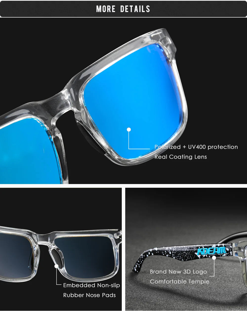 Lunettes de soleil polarisées unisexes pour l'extérieur tendance été 2026 Verres miroir légères Protection UV Idée cadeau