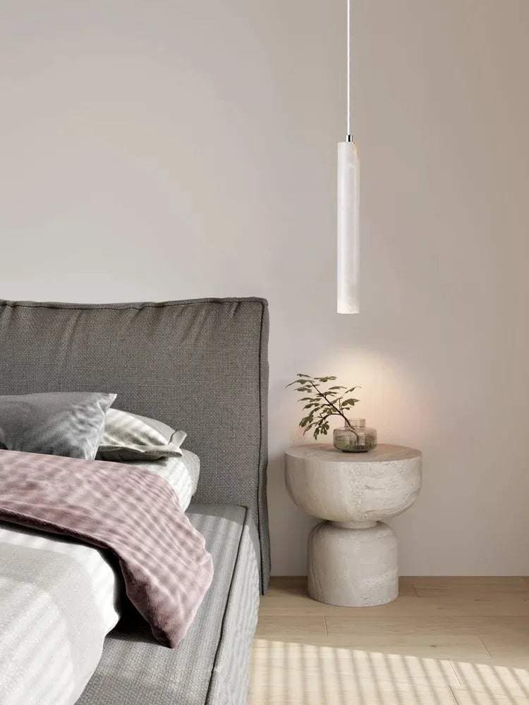 Japandi LED Pendant Lamp Wood Tube Japan Style Bedroom Light