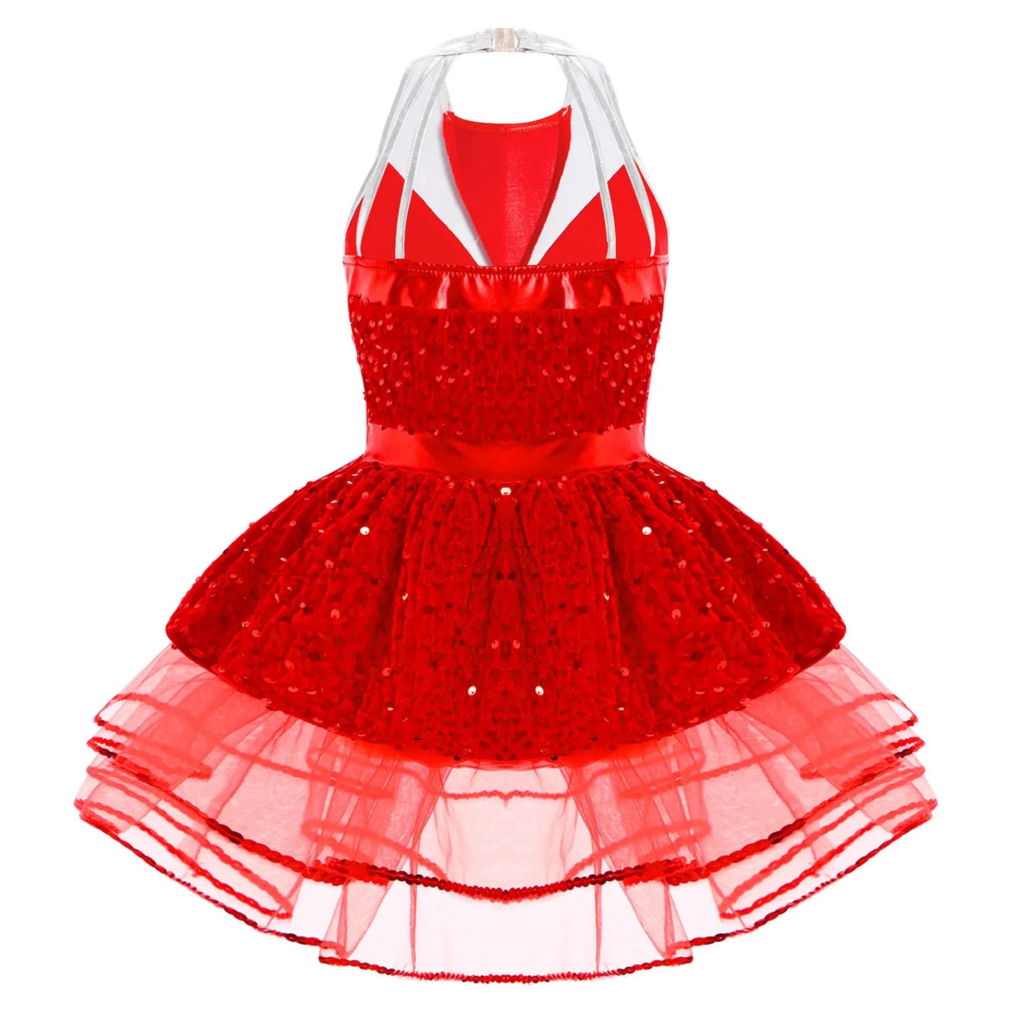 Lightweight girls' leotard - sequined skirted tutu, polyester, for ballet and dance performances