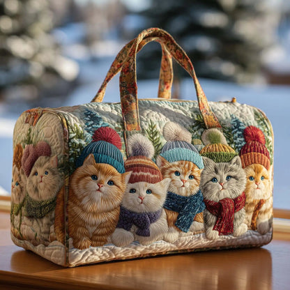 Soft Unisex Travel Tote - Quilted, Cat-Embroidered Fabric, For Beach, Hiking, Camping