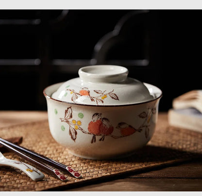Ramen Skål Stor Keramik Med Lock Retro Höst 2025 Bordsporslin