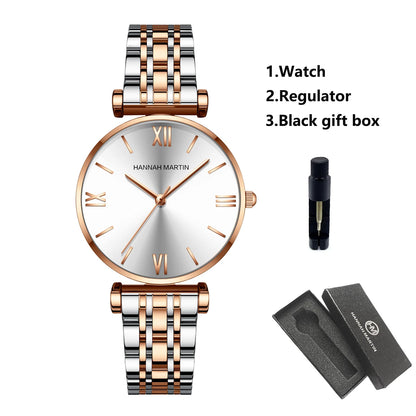 Timeless women's rose gold quartz wristwatch - stainless steel water-resistant minimalist round dial
