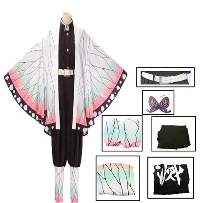 Demon Slayer Kochou Shinobu Kimono Cosplay Costume Set with Wig for Kids Adults Halloween 2026