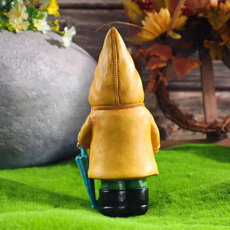Statua Gnomo da Giardino con Ombrello Giallo Decorazione Prato Esterna Ornamento da Cortile in Resina Resistente alle Intemperie Autunno 2026