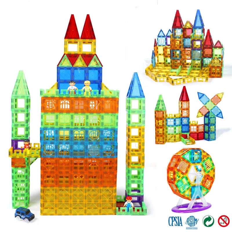 Magnetic Building Blocks Set - Colorful Educational Architecture Puzzle for Kids, Creative Developmental Toy for Ages 3+ - Ideal Birthday & Holiday Gift