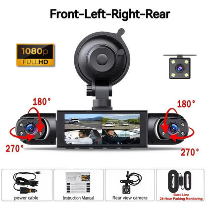 Dash Cam 4 Channel Car DVR – Front/Rear/Inside Cameras, Full HD 1080p Night Vision, Loop Recording Fall 2026