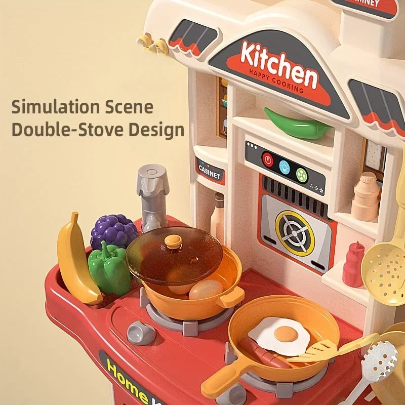 Kids Interactive Kitchen Play Set - Realistic Cooking Toys with Light & Sound for Ages 3+, Fun Gift for Boys & Girls