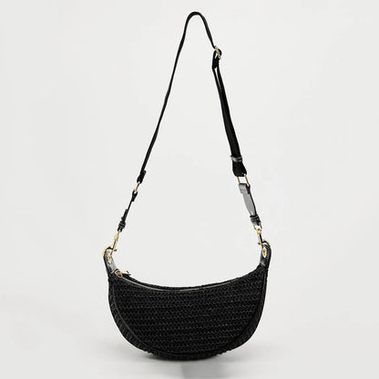 Lightweight women's woven straw shoulder bag – hobo style, crossbody, for beach & summer