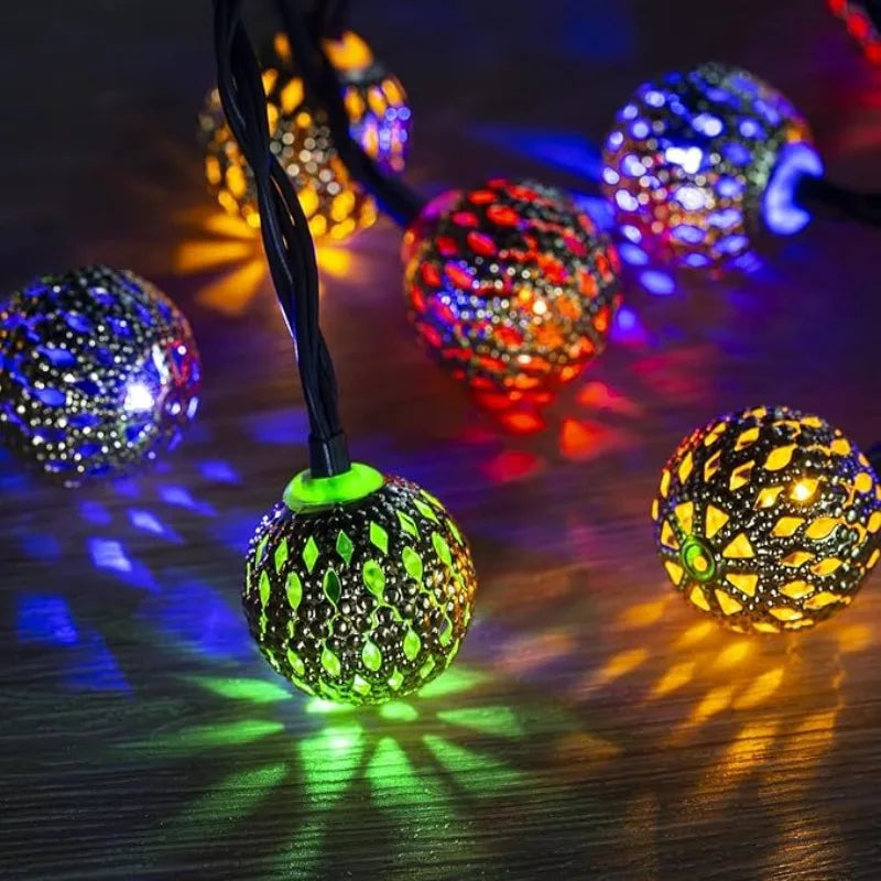 Luci a stringa solari palla marocchina LED impermeabili 8 modalità decorazione festa da giardino Natale 2026