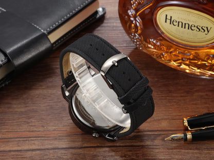 Quartz Sport Watch With Fabric Strap Irregular Alloy Case