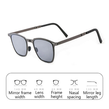 Polarisierte faltbare Sonnenbrille Ultraleichter Edelstahl Retro quadratischer Rahmen Sommer 2026 Reise-Essential