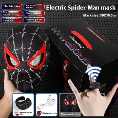 Remote-Controlled Spider-Man LED Cosplay Headgear with Glowing Red and Black Design 2026
