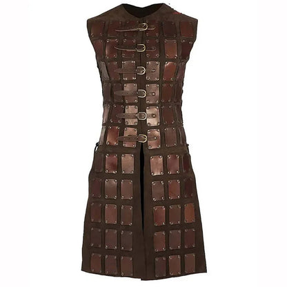 Variant image for Medieval Leather Brigandine Tunic Coat for Cosplay and LARP, Adjustable Size 80-105cm, Brown-4