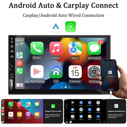 Car Stereo 7 Inch CarPlay Android Auto Multimedia Player With Bluetooth FM Radio AUX MirrorLink Fall 2025 Upgrade