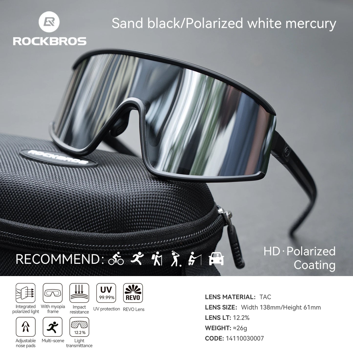 Cycling Sunglasses Polarized UV400 Anti-Fog Photochromic Outdoor Eyewear All-Season Non-Slip Unisex
