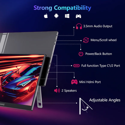 Écran portable 16 pouces 120Hz 1920x1200 HDR Cadeau de vacances