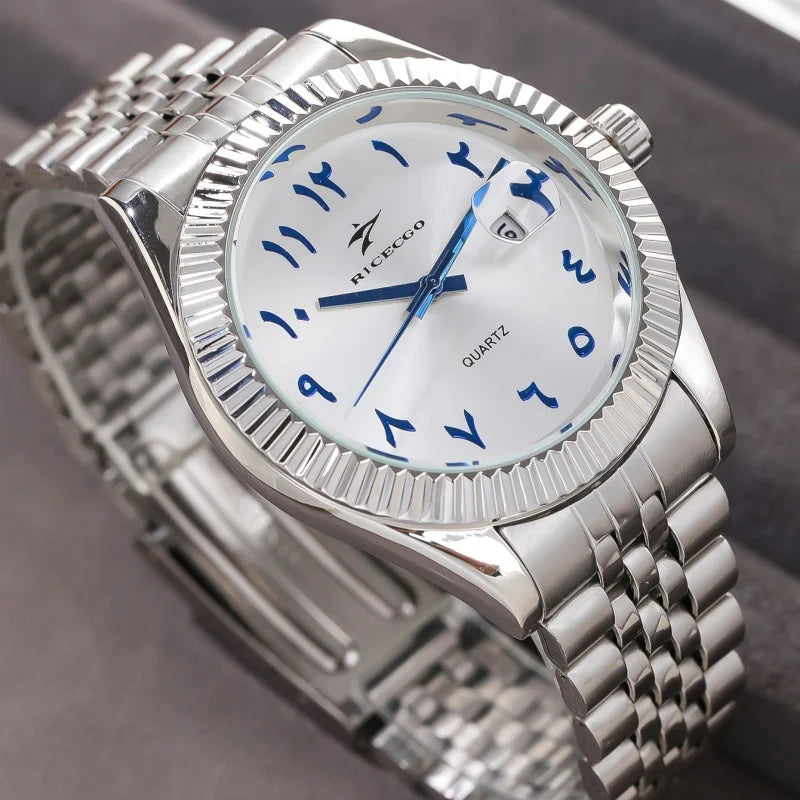 Men's Stainless Steel Date Watch Casual Business Style