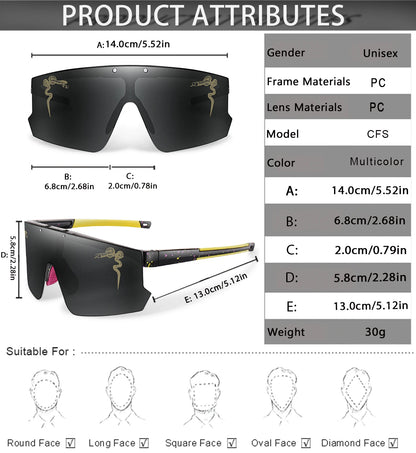 Lightweight unisex sports sunglasses – UV400 polycarbonate lenses, cycling, running, fishing