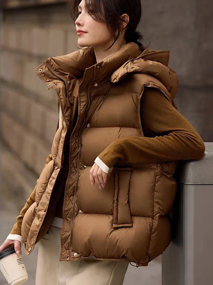 Insulating Women’s Hooded Puff Vest - Hip-Length, Down