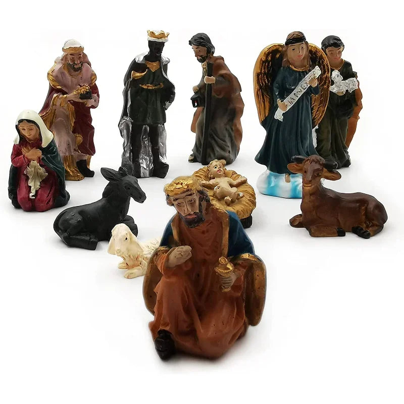 Nativity Set 11-Piece Resin Christmas Ornaments Manger Scene Catholic Figurines Decor Holiday 2025 Gift