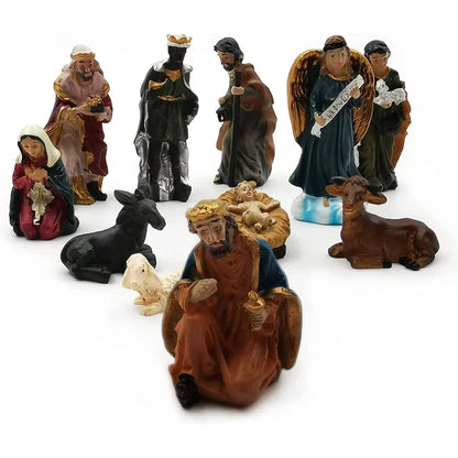 Nativity Set 11-Piece Resin Christmas Ornaments Manger Scene Catholic Figurines Decor Holiday 2025 Gift