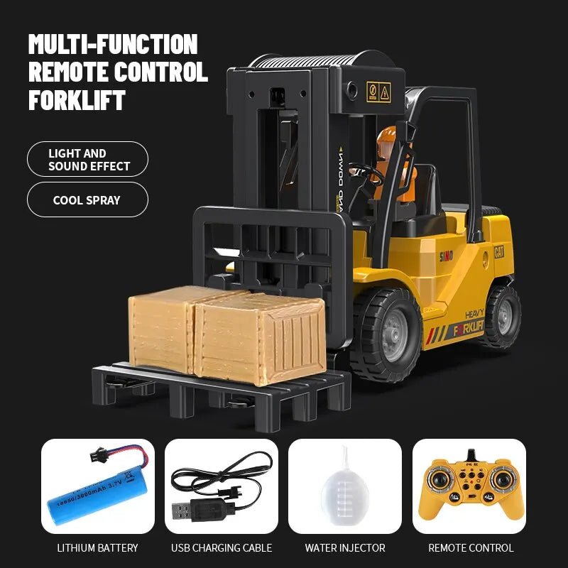 Remote Control Forklift Toy with Lights & Sounds 12-Channel 2.4GHz - RC Construction Vehicle for Ages 6+