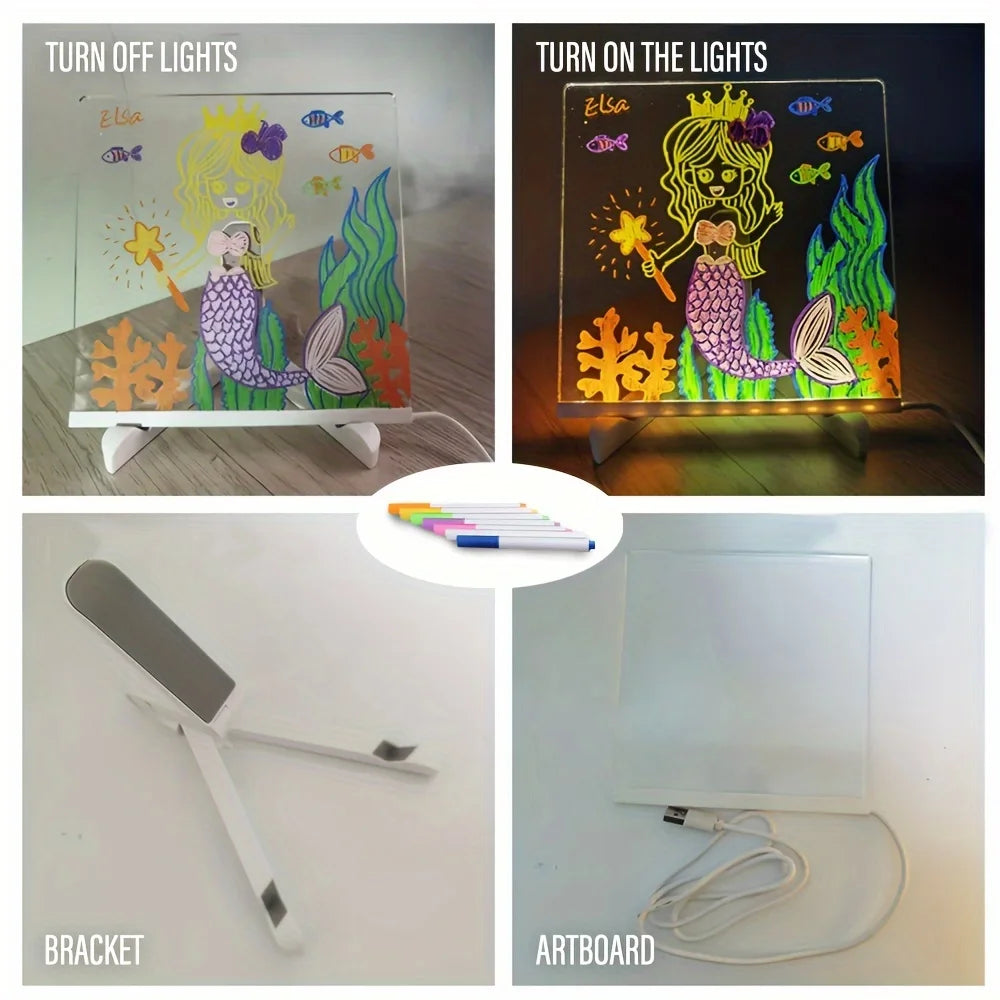 Bacheca luminosa in acrilico a LED: tavolo da disegno USB cancellabile per bambini, perfetto per regali di compleanno e pubblicità nei bar