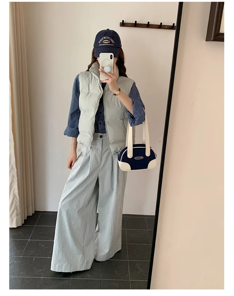 Lightweight Women's Down Vest - Cropped Boxy, Duck Fill