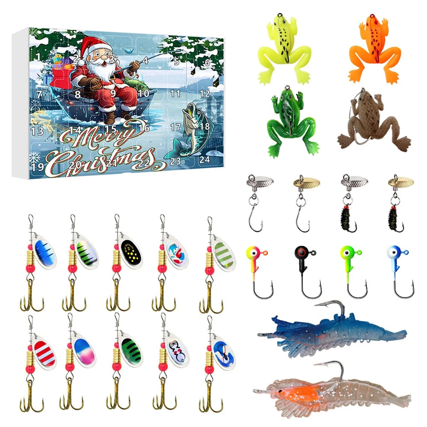 Calendario de Adviento de Pesca Kit de Cuenta Regresiva de Navidad de 24 Días