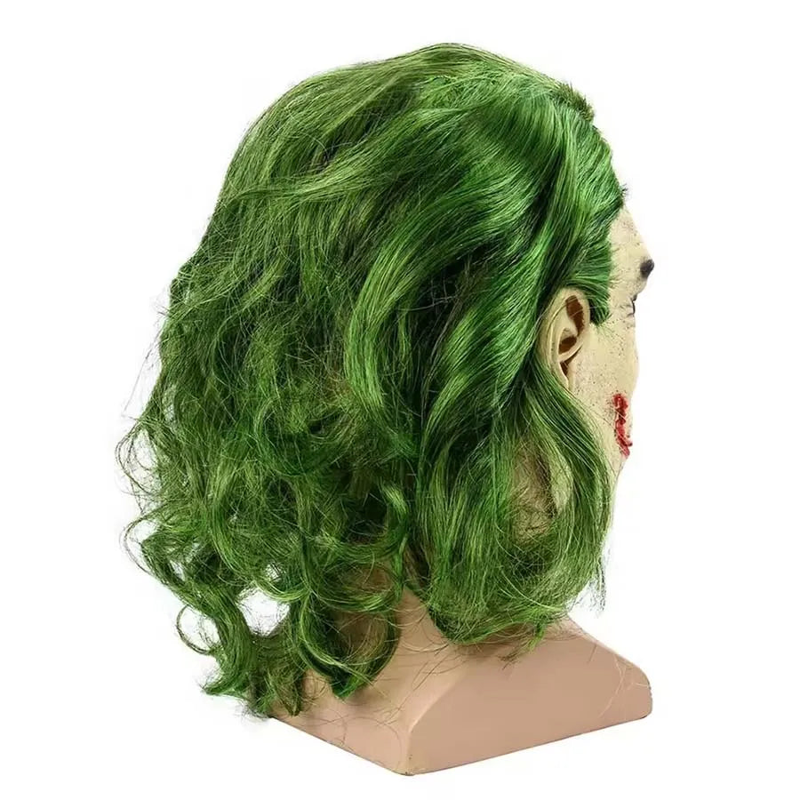 Latex cosplaymasker van de Joker-clown met groene haarpruik voor volwassenen, Halloween-kostuumrekwisiet 2026