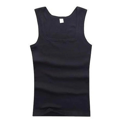 Breathable men's cotton tank top – slash neck, casual fit, solid, summer knit vest