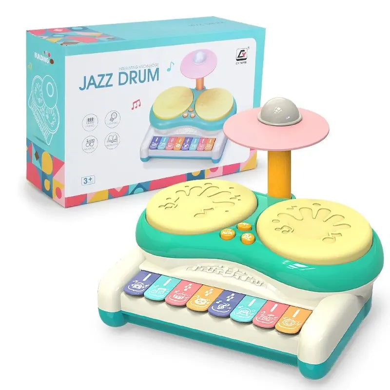 Set di tastiera musicale elettronica per bambini, pianoforte e batteria - Set da gioco educativo per ragazzi e ragazze dai 3 anni in su, giocattolo di strumenti musicali in plastica resistente