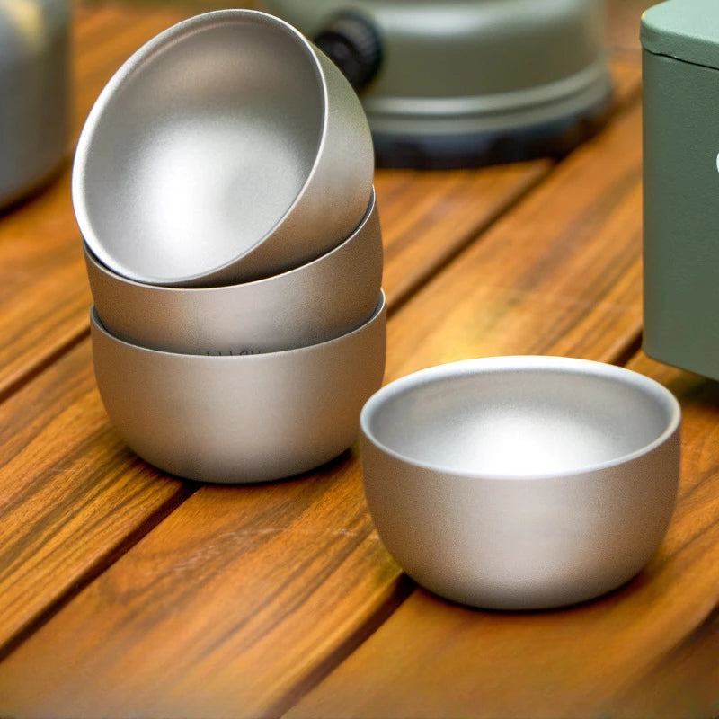 Pure Titanium Double Layer Tea Cup 50ml Camping Set