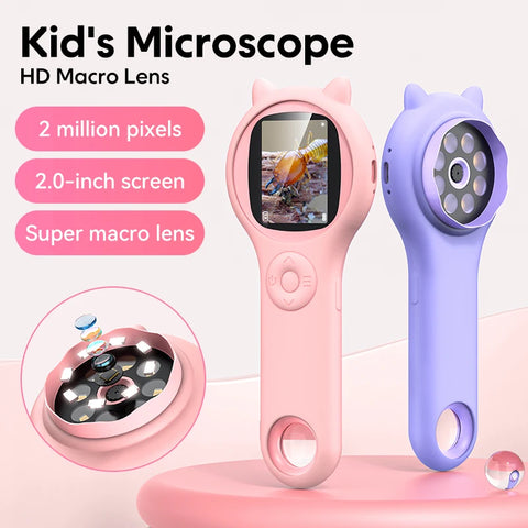 Kids Microscope 200MP with 500x Magnification - Educational Science Toy for Young Explorers