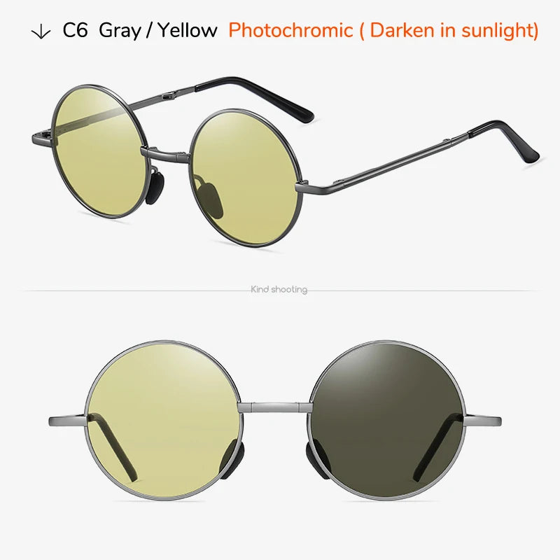 Photochromic Sunglasses Foldable Polarized Round Frame Summer 2026 Glare Reduction for Driving