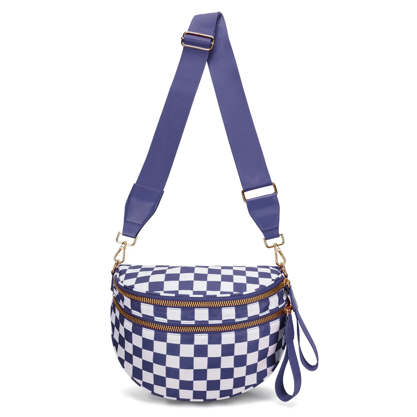 Casual women's checkered fanny pack – large capacity bum bag, adjustable crossbody mommy travel bag
