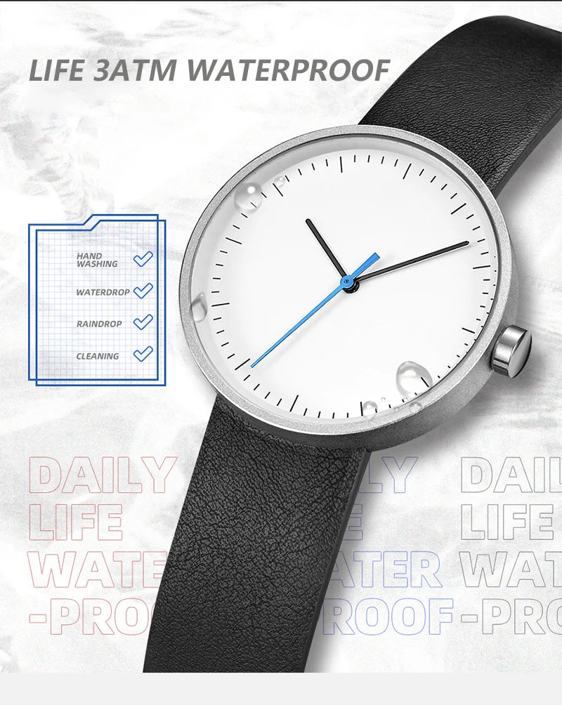 Classic unisex quartz wristwatch – leather strap, round dial, minimalist everyday timepiece
