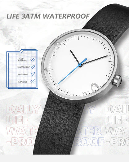 Classic unisex quartz wristwatch – leather strap, round dial, minimalist everyday timepiece
