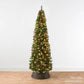 Pre-Lit Pine Pencil Christmas Tree - Pre-Decorated Holiday Decoration with Incandescent Lights for Home, Office & Parties