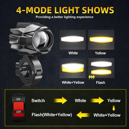 HAOLIDE LED Motorcycle Headlight 6000K – Auxiliary Fog Spot Light 3500K Strobe Off-Road Motorbike 2026