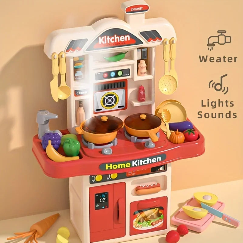 Kids Interactive Kitchen Play Set - Realistic Cooking Toys with Light & Sound for Ages 3+, Fun Gift for Boys & Girls