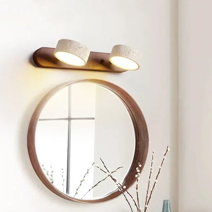 Japandi Wabi Sabi Round LED Wall Light With Mirror Bathroom