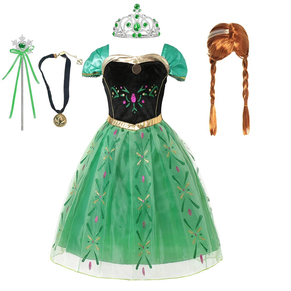 Anna Frozen-prinsessenjurk voor kinderen en meisjes, verjaardagsfeest-, carnavals- en Halloween-kostuum, vestidos 2026