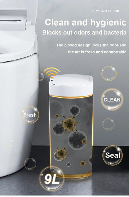 Automatic Sensor Trash Can Narrow Roman Stripe Bathroom Bin