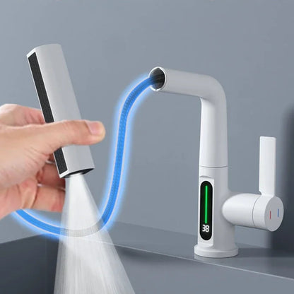 LED Intelligent Temperature Display Kitchen Faucet Tap - Hot and Cold Water Sink Faucet