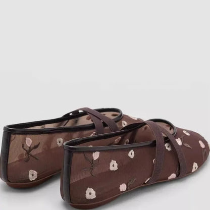 Bailarinas ligeras para mujer - Mary Jane, malla bordada