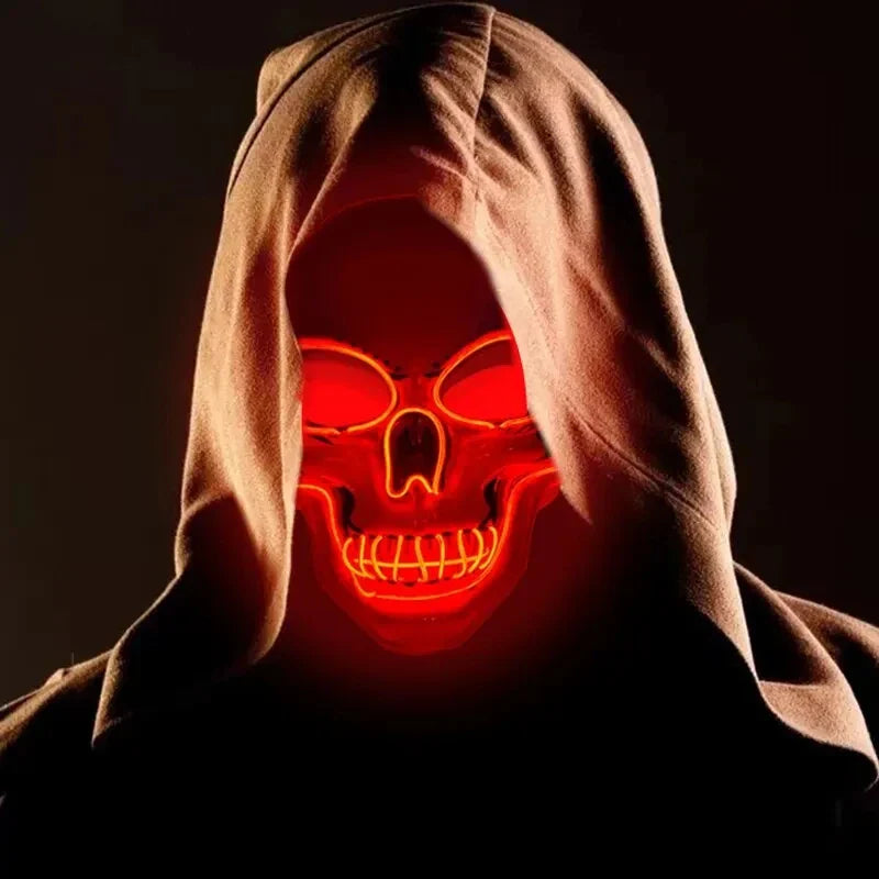 LED Skull Mask Full Face Glowing Terror Mask Halloween Fall 2025 Masquerade Party Costume Mask Breathable