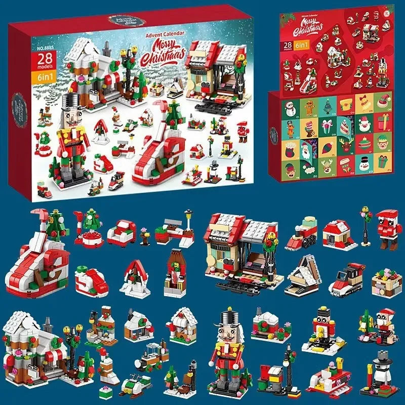 24 Days Christmas Advent Calendar Building Blocks Set - Fun DIY Santa Toys for Kids