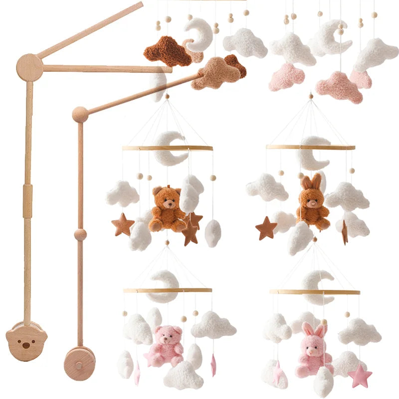 Baby Crib Mobile Wooden Nursery Newborn Sensory Toys